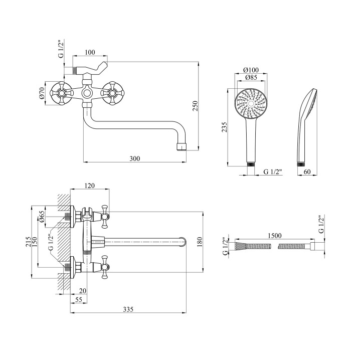 Змішувач для ванни Kroner KRM Rhein - C071
