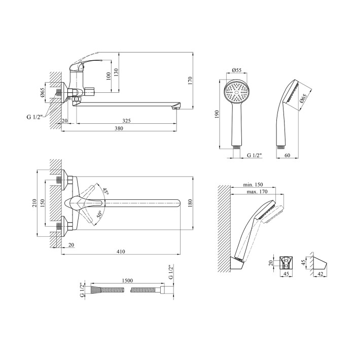Змішувач для ванни Agua Leon - C071