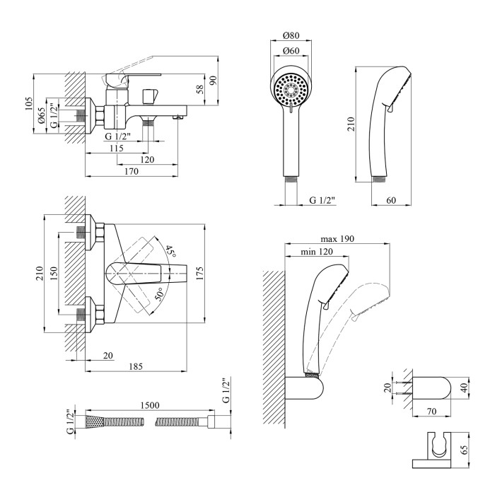 Змішувач для ванни Kroner KRP Eifel - C060