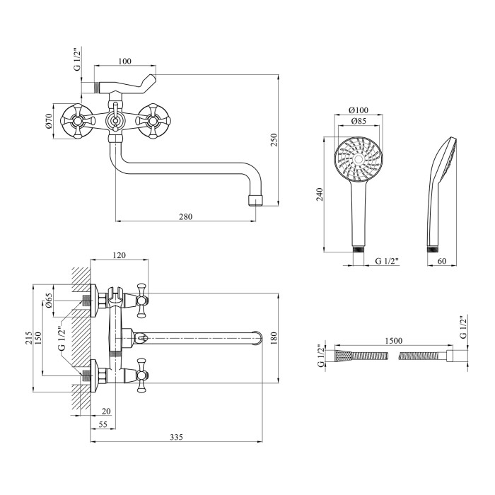 Змішувач для ванни Kroner KRM Rhein - C073