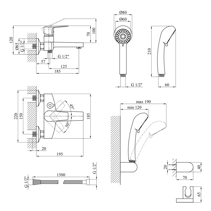 Змішувач для ванни Kroner KRP Enzo - C060