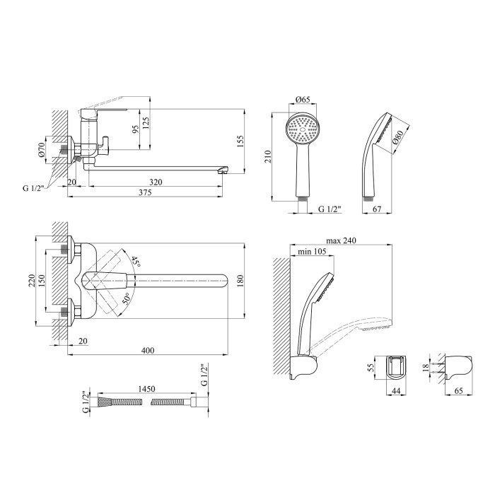 Змішувач для ванни Kroner KRP Armada - W070