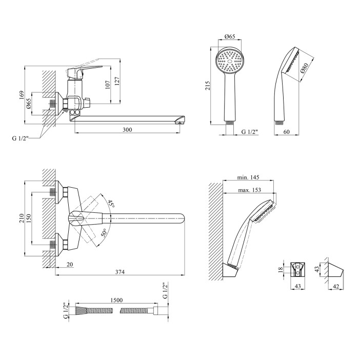 Змішувач для ванни Kroner KRM Odra - C070