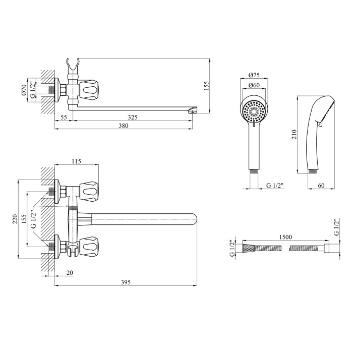 Змішувач для ванни Kroner KRP Hamburg - C070