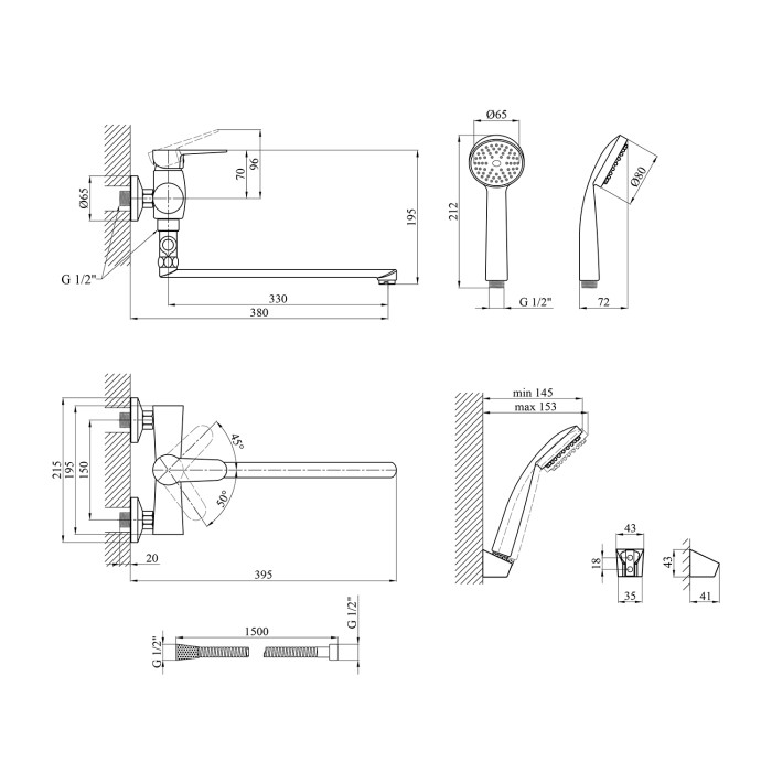 Змішувач для ванни Kroner KRM Elbe - C072